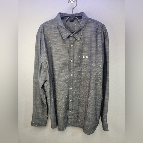 Oakley Heather Gray Mens Long Sleeve Button-Up Shirt, Subtle Pattern Mens XXL - Picture 1 of 8
